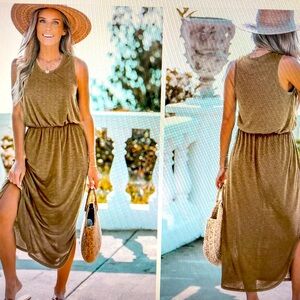 Neutral Marled Knit Maxi Dress
